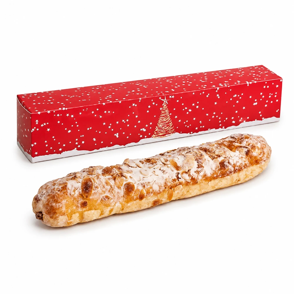 Kerst amandelstaaf met 100% amandelspijs (inclusief luxe doos)
