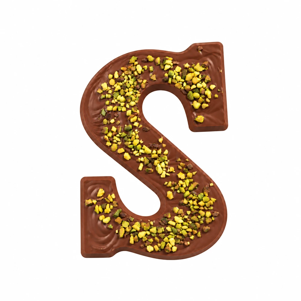 Luxe letter met topping van pistache nootjes