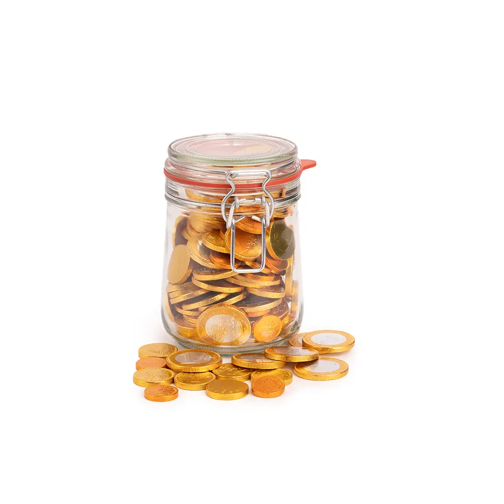 Weckpot middel met chocolademunten (500 gram)